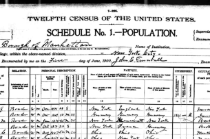 A page from a census report dated Jun 5, 1900, from Manhattan, New York.